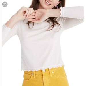 Madewell NWT ruffle edge top size S pearl ivory